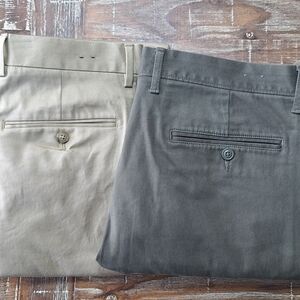 J. Crew Mens (Lot Of 2) Chino Pants (32x30 Tag) Actual Size 34x29 Green‎ & Beige